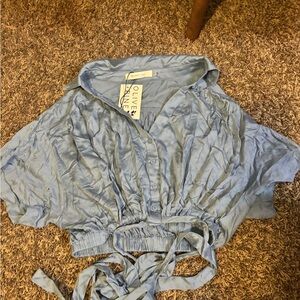 Olive + Pine Light Blue Blouse